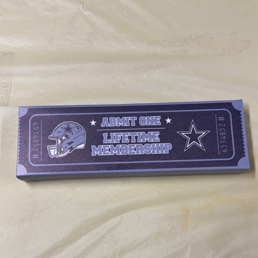 Dallas Cowboys Lifetime Membership Ticket Box genuine license, NFL decoration